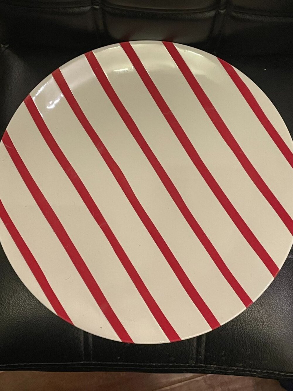 Threshold Holiday Candy Cane Striped Serve Platter Stoneware-NWT
